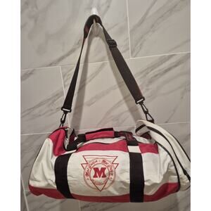 Vintage MacGregor Sports Duffle Bag Red White Shoe Compartment 20x12x9 PVC Vinyl